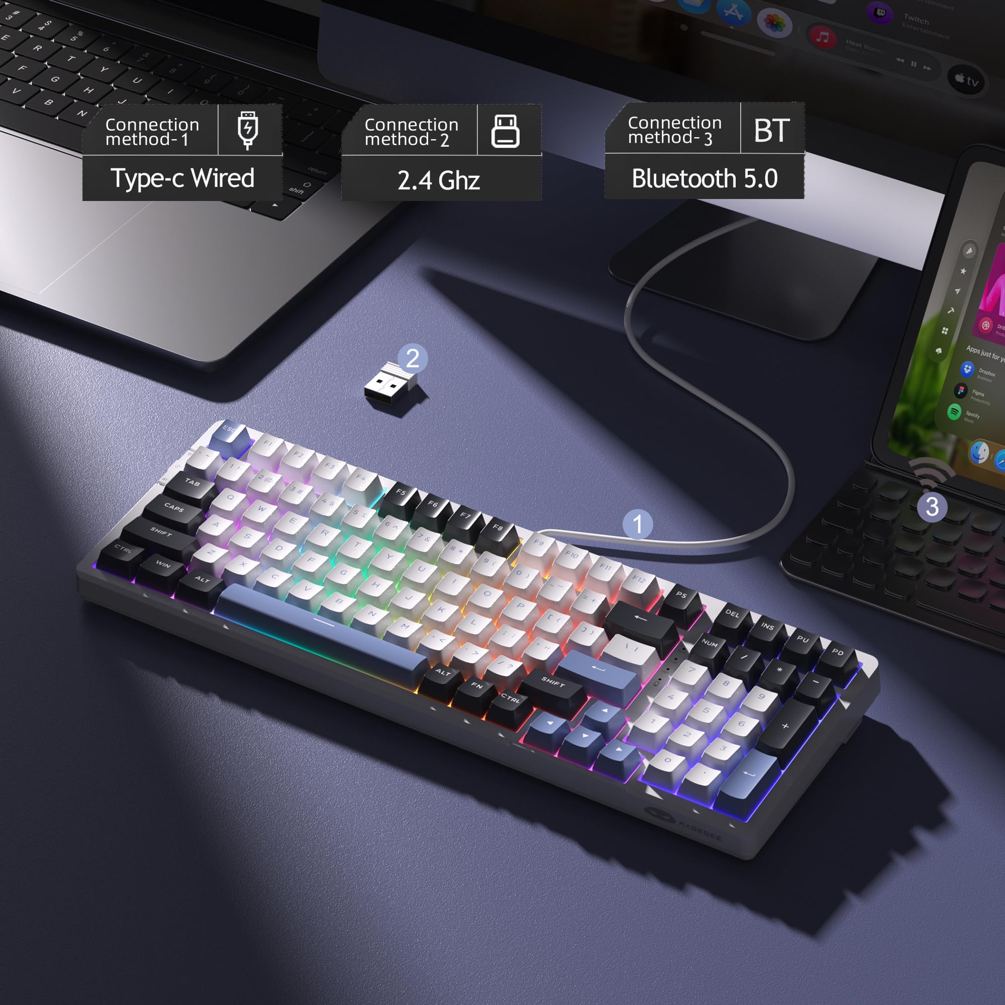 LIGHT100 Wireless Creamy Keyboard (8000mAh)
