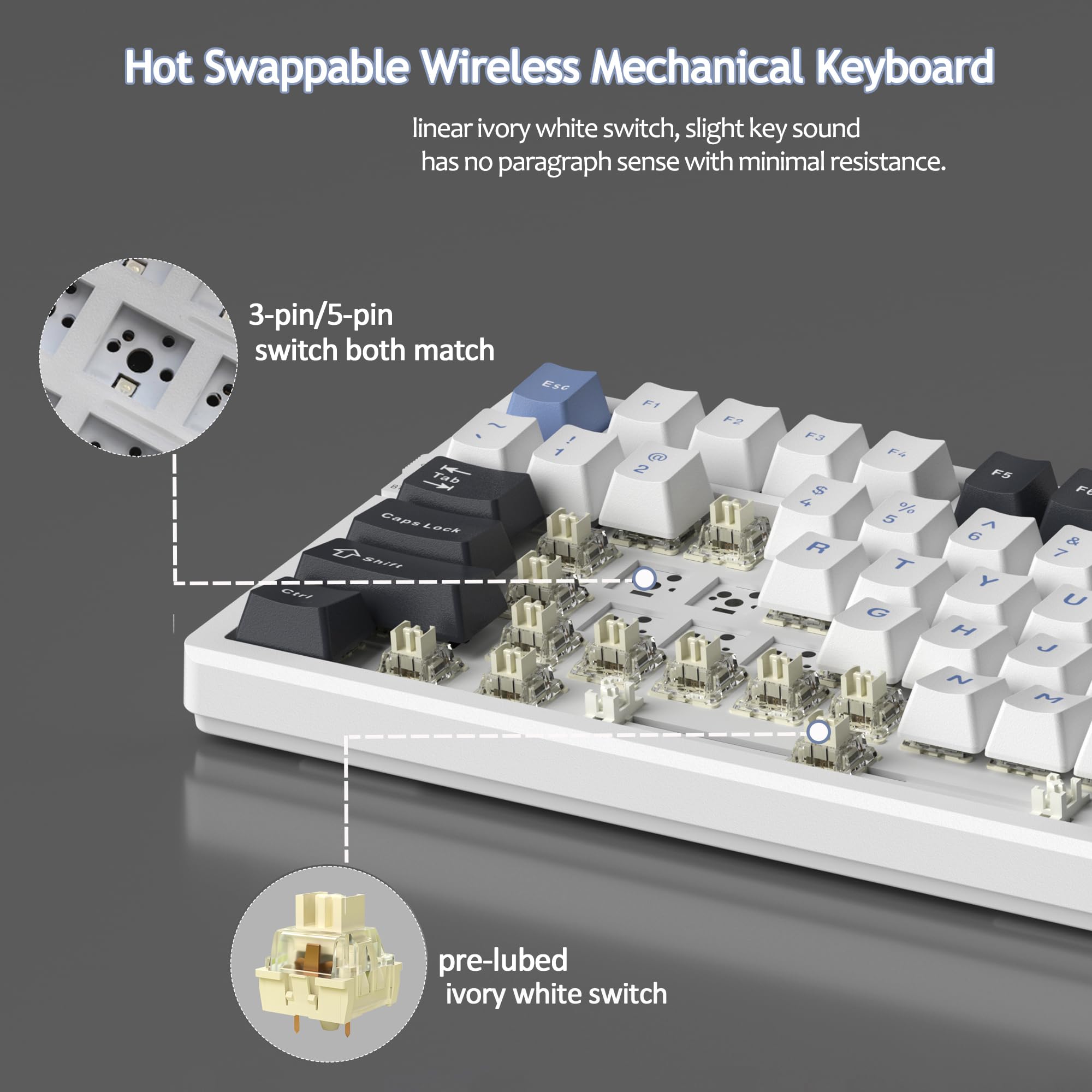 LIGHT100 Wireless Creamy Keyboard (8000mAh)