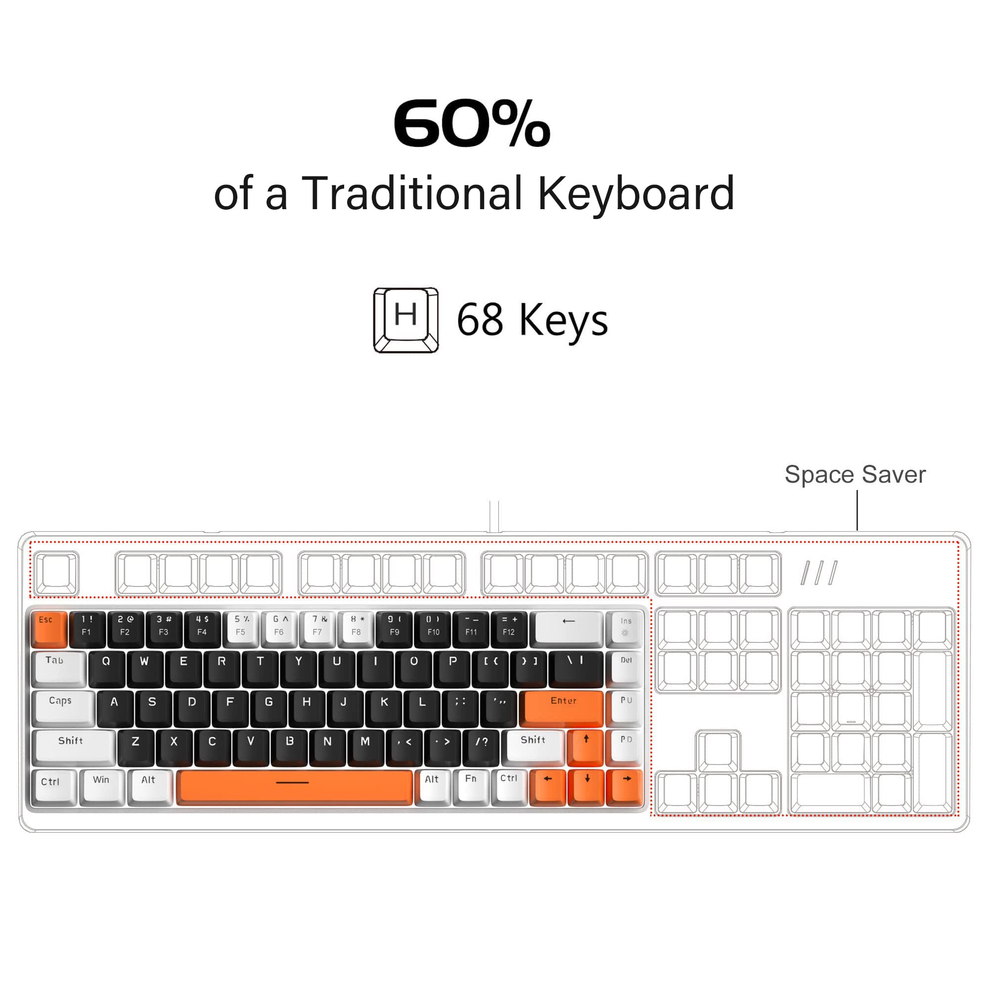 Portable 60% Mechanical Gaming Keyboard