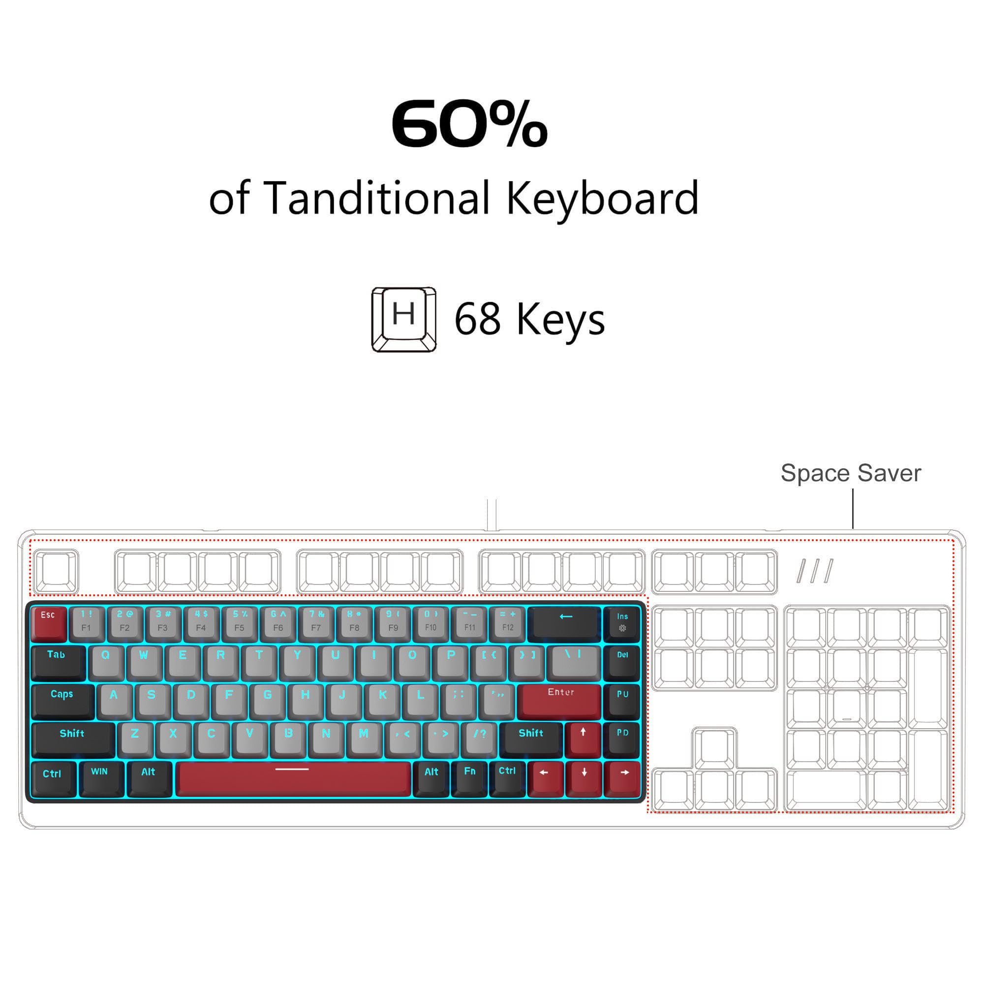 Portable 60% Mechanical Gaming Keyboard
