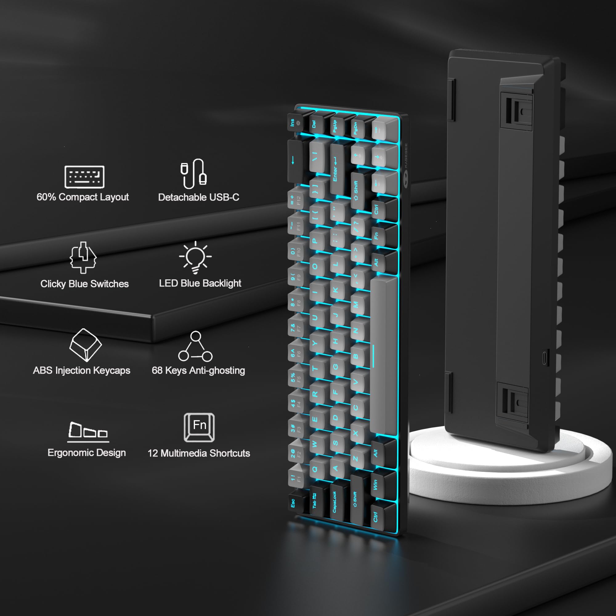 Portable 60% Mechanical Gaming Keyboard