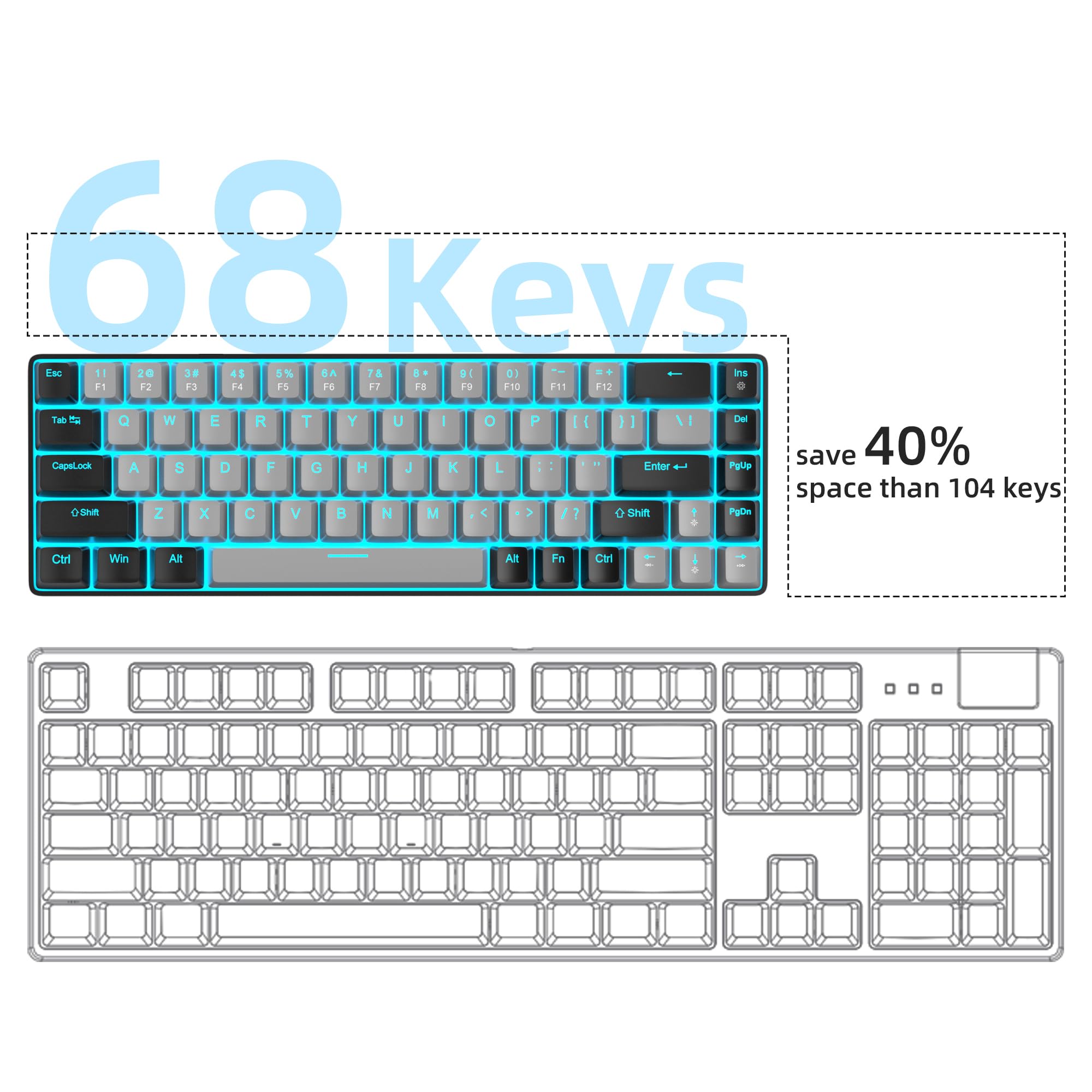 Portable 60% Mechanical Gaming Keyboard