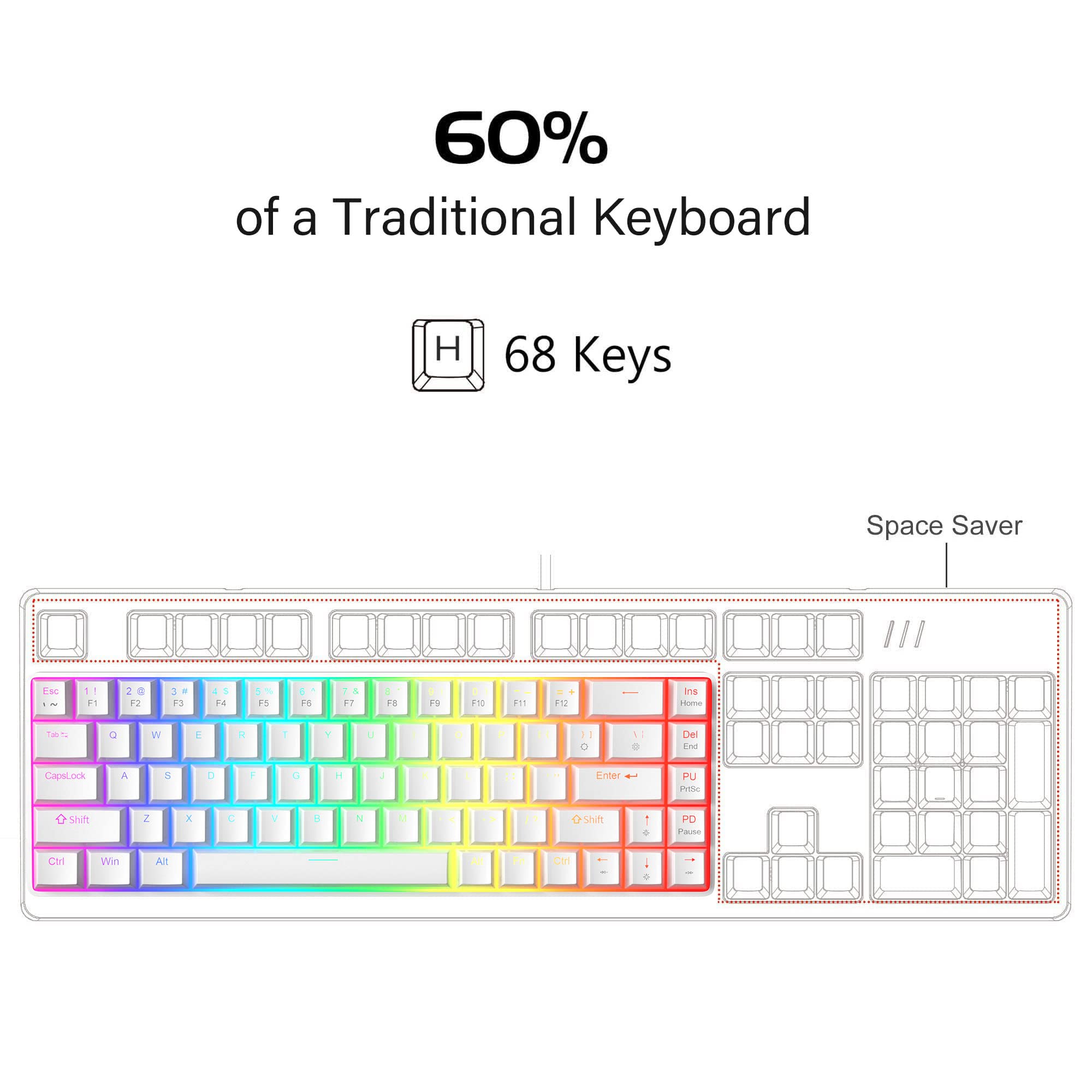Portable 60% Mechanical Gaming Keyboard