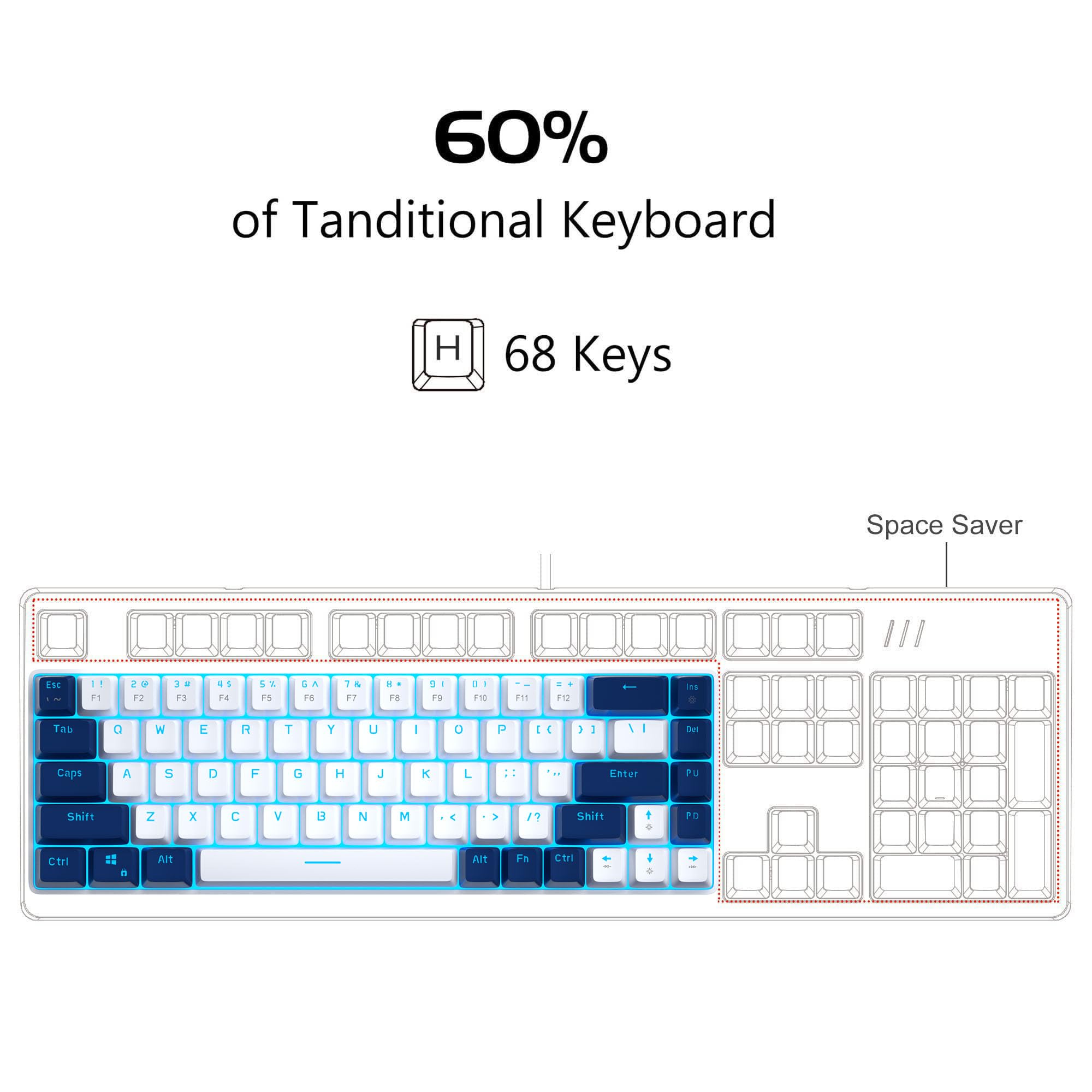 Portable 60% Mechanical Gaming Keyboard