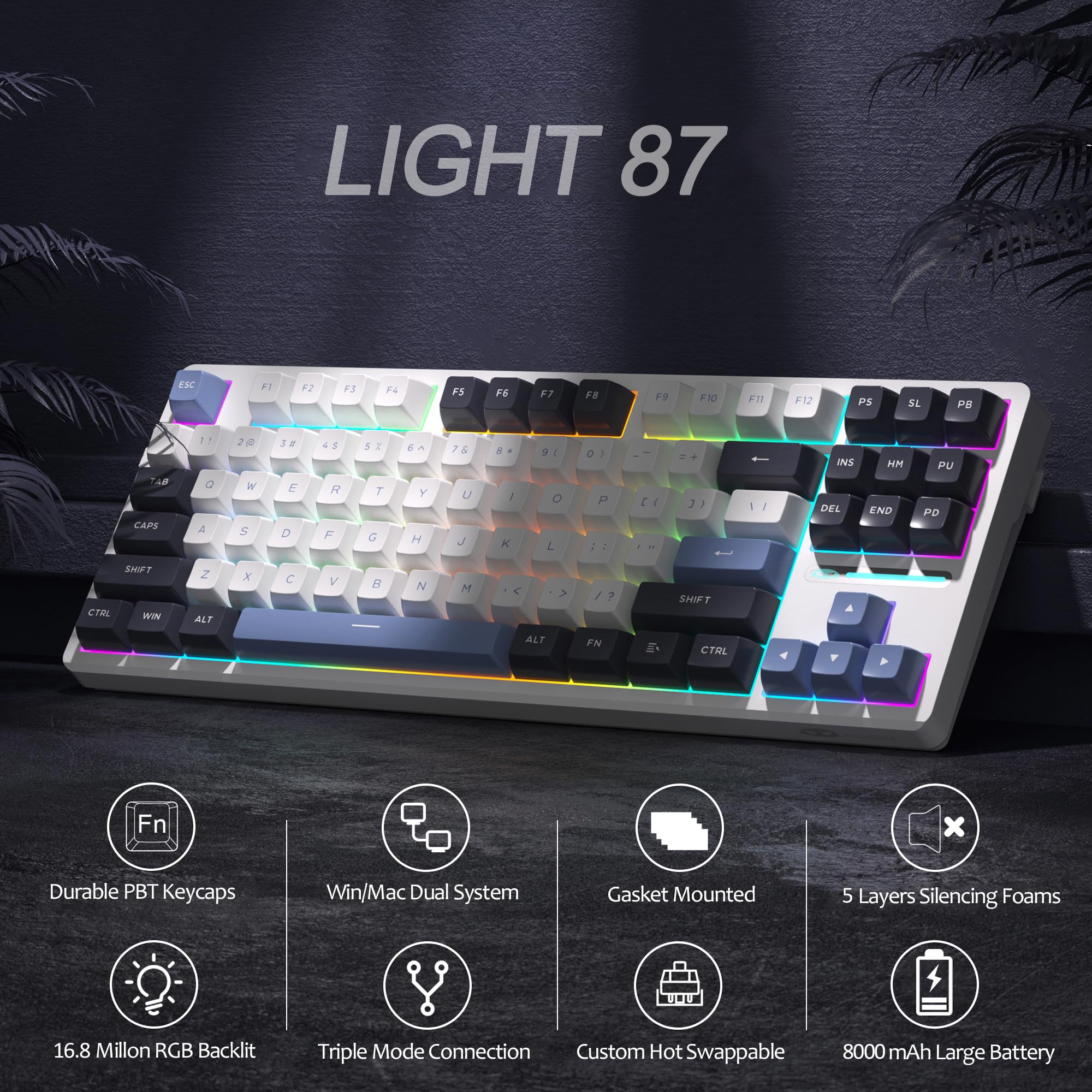 LIGHT87 Wireless Creamy Keyboard (8000mAh)