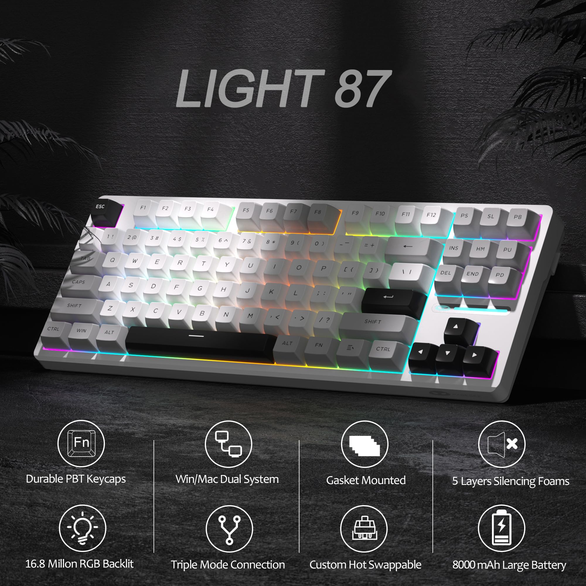 LIGHT87 Wireless Creamy Keyboard (8000mAh)