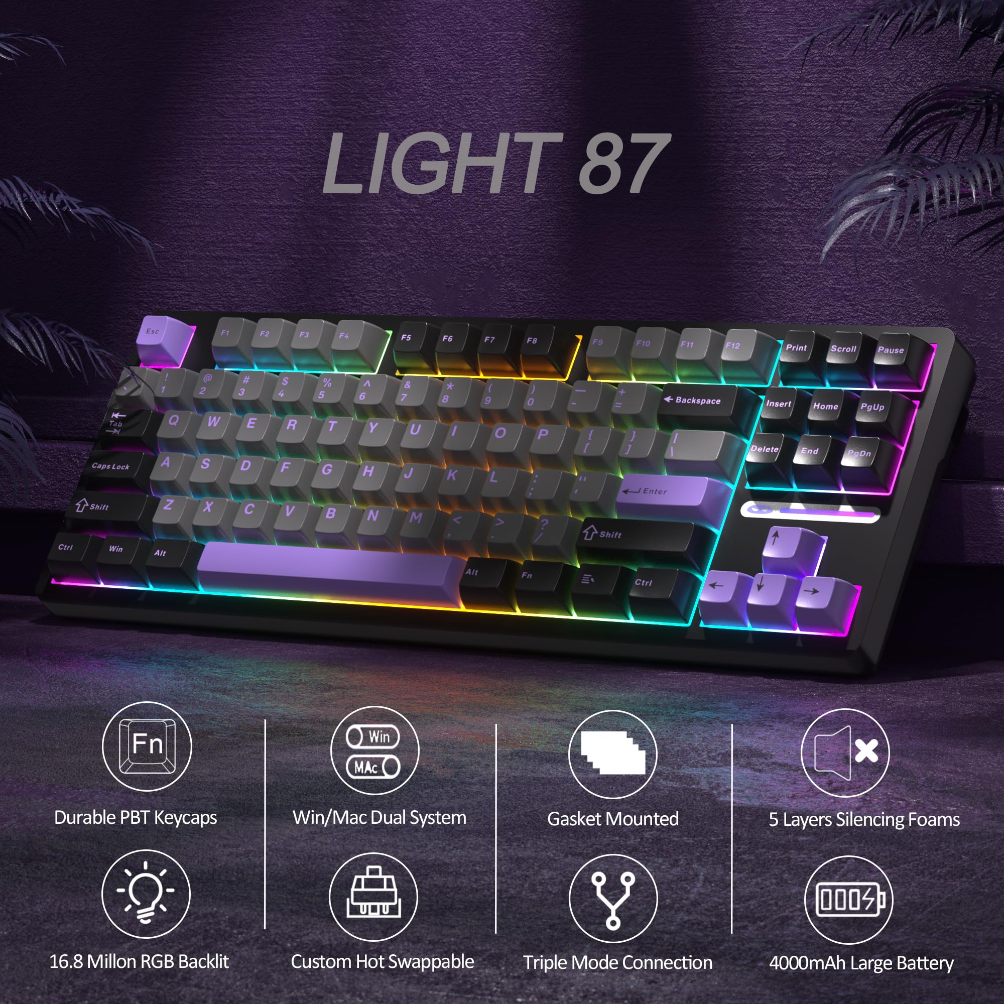 LIGHT87 Wireless Creamy Keyboard (4000mAh)