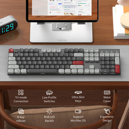 Moon104 Gray Wireless Mechanical Keyboard (3000mAh)